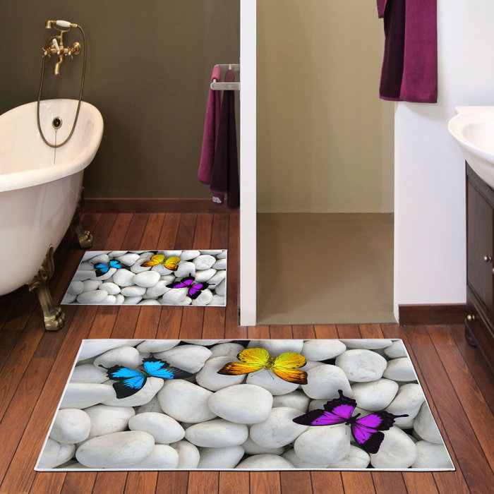Mjölnir Kt432 Juego de Alfombrillas de Baño de Lujo, 100% Poliéster, Antideslizante, Antibacteriano, Fácil Limpieza